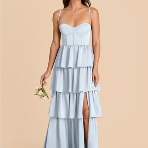 Birdy Grey Bridesmaids Dress - Lola Dress, Matte Satin | Tiered Maxi Dress